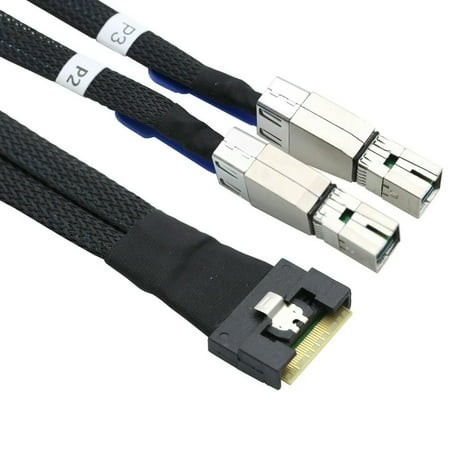 For PCIe SFF-8654 8I to 2 SAS HD 8644 Adapter Cable for Server Internal Wiring with Full Coverage Angled Connector