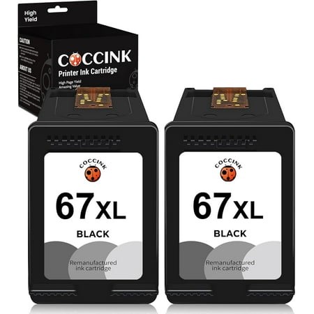 COCCINK 67XL Ink Cartridge Replacement for HP Ink 67 XL Black for DeskJet 2700 2723 2752 2755e 4133 4152 4155e Envy