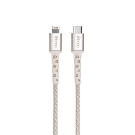 Photo 1 of IHome 6FT Durastrain USB-C to USB-C Nylon Cable with Wrap- White