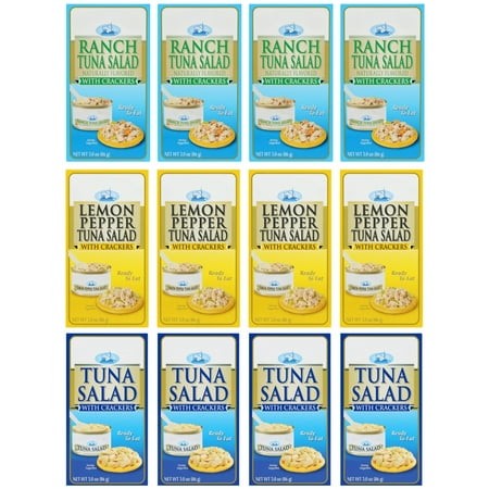 Tuna Salad with Crackers Kits 3 Oz Variety Bundle for Ready to Eat Home Kitchen Breakfast Lunch Dinner Food Meal Prep Snacks Picnic Travel School Gift