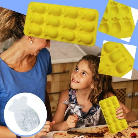 PATLOLLAV Summer Silicone Ice Cube Tray 12-pineapple Silicone Chocolate Ice Tray Ice Cube Tray Candy Mold for Party S and Baking Mould Peanut Butter C