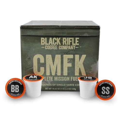 Black Rifle Coffee Company Supply Drop Variety Pack, with Silencer Smooth, AK Espresso, Just Black, and Beyond Black Blends, 48 Coffee Pods