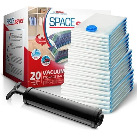 Space Bags Vacuum Storage Bags (20 Pack) - Save 80% on Clothes Storage Space | Variety Sizes | Airtight Suction | Increase Storage by 80%