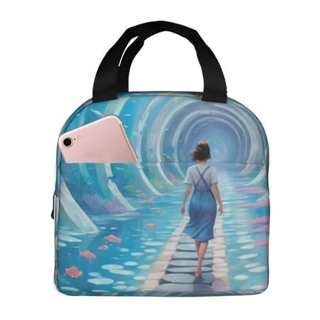 Path Through Surreal Water Tunnel Hand-held Aluminum Foil Thickened Insulation Bento Bag