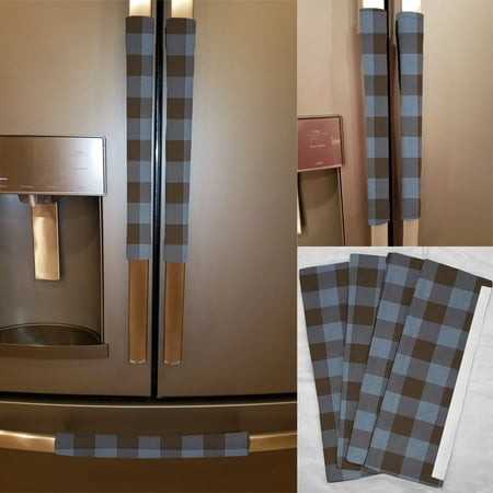 Buffalo Check Plaid Refrigerator Oven Dishwasher Handle Covers by Penny S Needful Things (Set of 6) (Blue)