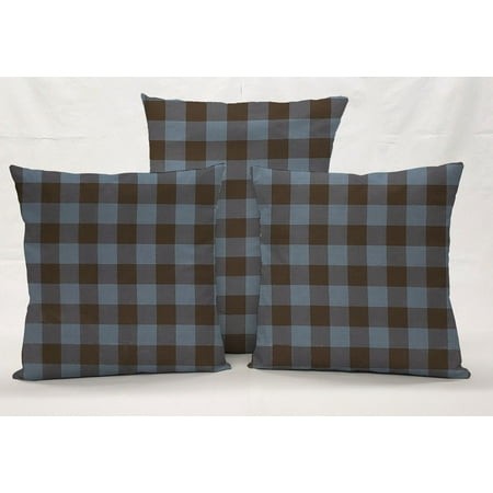 Buffalo Check Plaid Pillowcase / Pillow Cover by Penny S Needful Things (22 X 22) (Blue)