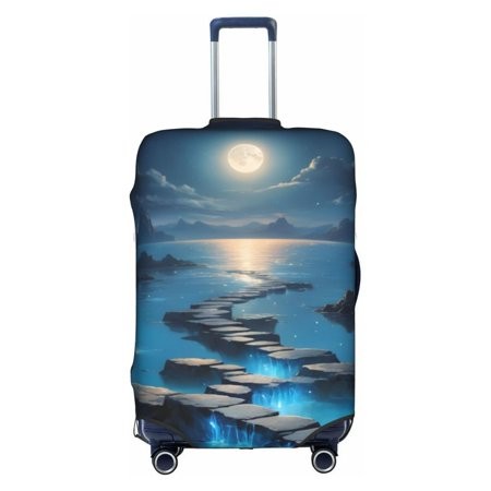 Night: Glowing Path Over Water Fashion Spandex Travel Suitcase Protective Cover