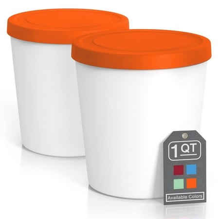 Premium Ice Cream Containers (2 Pack - 1 Quart Each) Perfect Freezer Storage Tubs Container with Silicone Lids for Ice Cream  Sorbet and Gelato - Oran