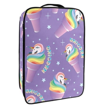 OWNTA Rainbow Unicorn Ice Cream Purple Pattern Premium Polyester Shoe Box - Durable 9x12in Storage Container - Organize Your Shoes Efficiently and Nea
