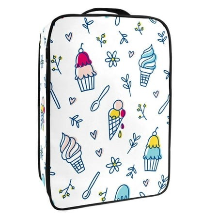 OWNTA Ice Cream Botanical White Pattern Premium Polyester Shoe Box - Durable 9x12in Storage Container - Organize Your Shoes Efficiently and Neatly