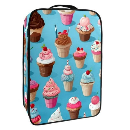 OWNTA Ice Cream Pattern Premium Polyester Shoe Box - Durable 9x12in Storage Container - Organize Your Shoes Efficiently and Neatly