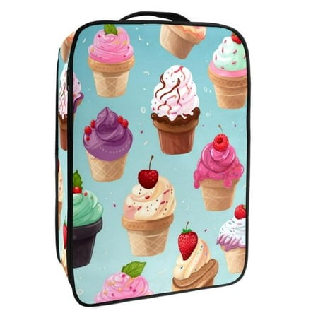 OWNTA Ice Cream Pattern Premium Polyester Shoe Box - Durable 9x12in Storage Container - Organize Your Shoes Efficiently and Neatly