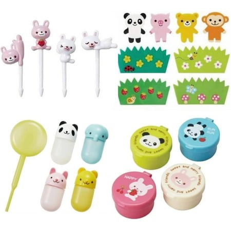 Bento Box Accessories 4 Kinds Set  Super Cute Mini Container  Kawaii Decoration Sheets  Soy Sauce Case Container with Dropper  Japanese 4 Lunch Box De