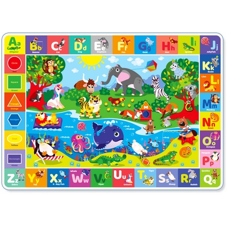 quokka baby play mat for floor plush abc playmat for toddlers and infants - large padded rug for kid