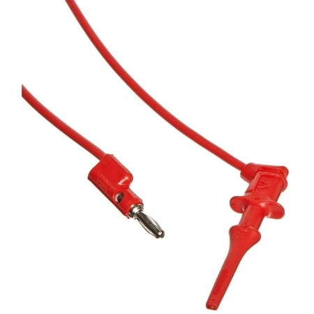 HTYSUPPLY 6249-36-2 Minigrabber Test Clip to Multi Stacking Banana Plug Test Lead  36  Wire Length  Red (Pack of 5)