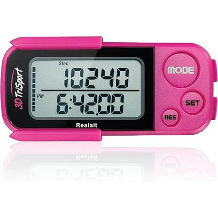 3DTriSport Walking 3D Pedometer with Clip and Strap  Free EBook | 30 Days Memory  Accurate Step Counter  Walking Distance Miles/Km  Calorie Counter  D