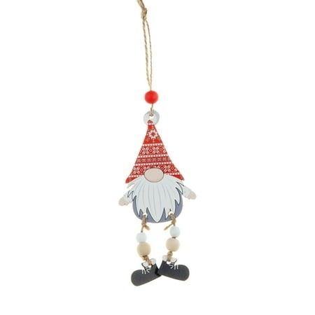 EIALIVE Wooden Leg Beaded Faceless Santa Hanging Ornament for Christmas Tree Decoration Hangs Decor One Size