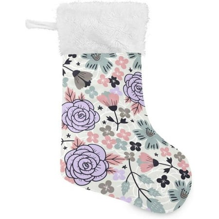 Wellsay Violet Roses Christmas Stockings 1PCS Big Xmas Stockings Gift Decorations and Party Supplies Used for Fireplace Decoration Socks Christmas Tre