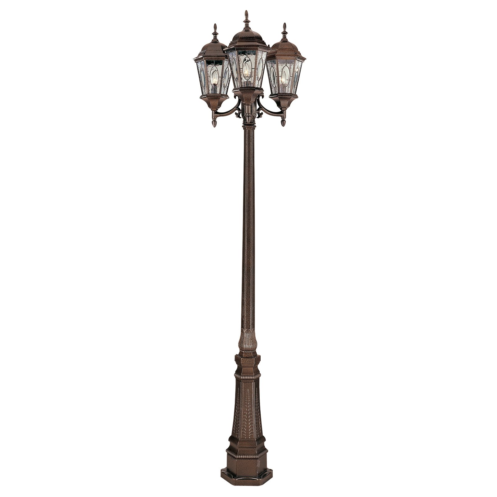 Trans Globe Lighting 4719 Three Light up Lighting Outdoor Post Light from the Outdoor Collection Rust Outdoor Lighting Post Lights Post Mount Post