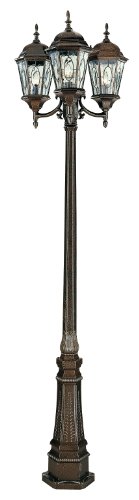Trans Globe Lighting 4719 Three Light up Lighting Outdoor Post Light from the Outdoor Collection Rust Outdoor Lighting Post Lights Post Mount Post thumbnail