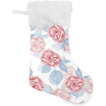 Wellsay Rose Flowers Christmas Stockings 1PCS Big Xmas Stockings Gift Decorations and Party Supplies Used for Fireplace Decoration Socks Christmas Tre