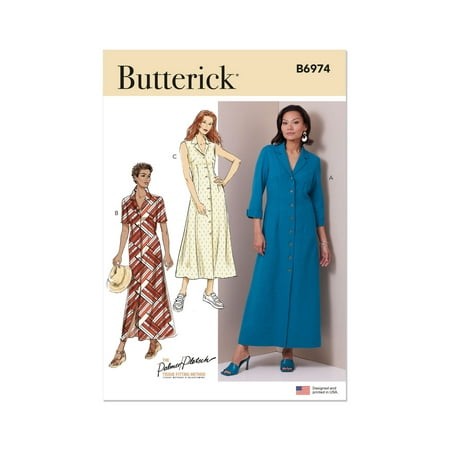 Butterick Sewing Pattern 6974 - Misses  Shirt Dress with Sleeve Variations by Palmer/Pletsch  Size: B5 (8-10-12-14-16)