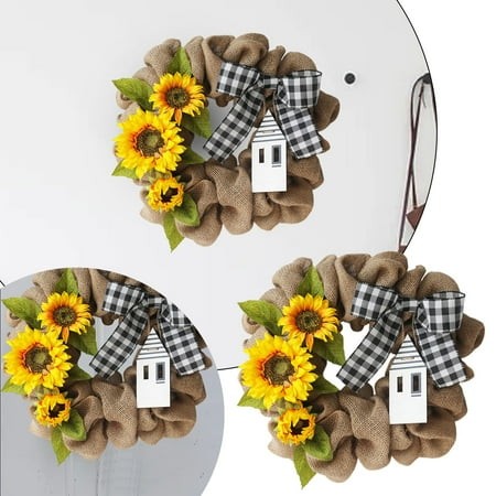 ViLaViDe Summer Sunflower Wreath Pendant Cloth Decoration Courtyard Door Room Living Room Welcome Pendant Birthday Gift Party