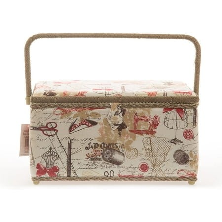 4397 Jumbo Tan 16 X10 X8  Rectangle Sewing Basket Bundle with 811 Sewing Accessory Kit