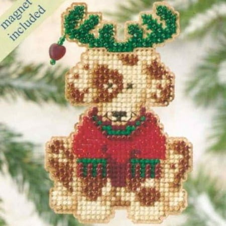 Reindog Beaded Counted Cross Stitch Ornament Kit 2009 Winter Holiday MH18-9303