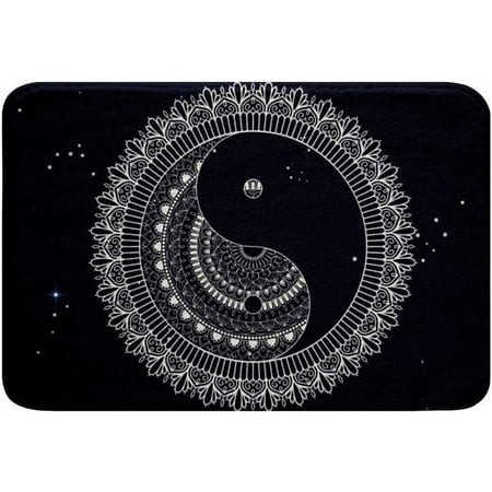 Mandala Pattern Bathroom Rug Mat 16 X24  Tai Chi Plush Bathroom Decor Non Slip Soft Shaggy Microfiber Bath Mats for Tub Shower Bathroom Bedroom Absorb
