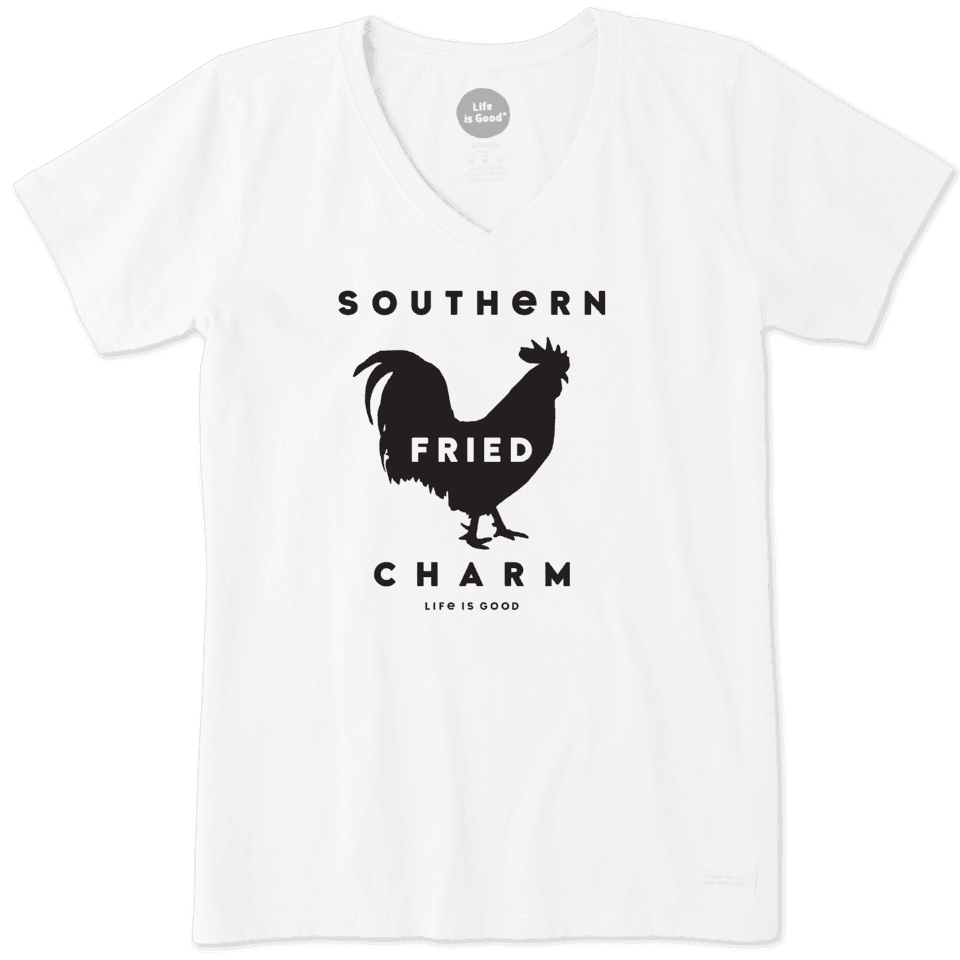 Life Is Good Women's Southern Fried Charm Crusher Vee XXXL Cloud White