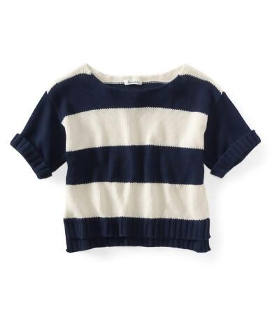 Aeropostale Womens Stripe Wide-fit Cropped Knit Sweater, Style # 9253 - Small
