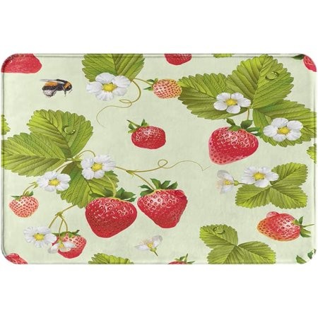 Bath Mats for Bathroom  Strawberry Natural Sweets Bathroom Decor Mats Rugs No Silp  Washable Cover Floor Indoor Carpet Bathtub Carpet Rug Floor Mat 16