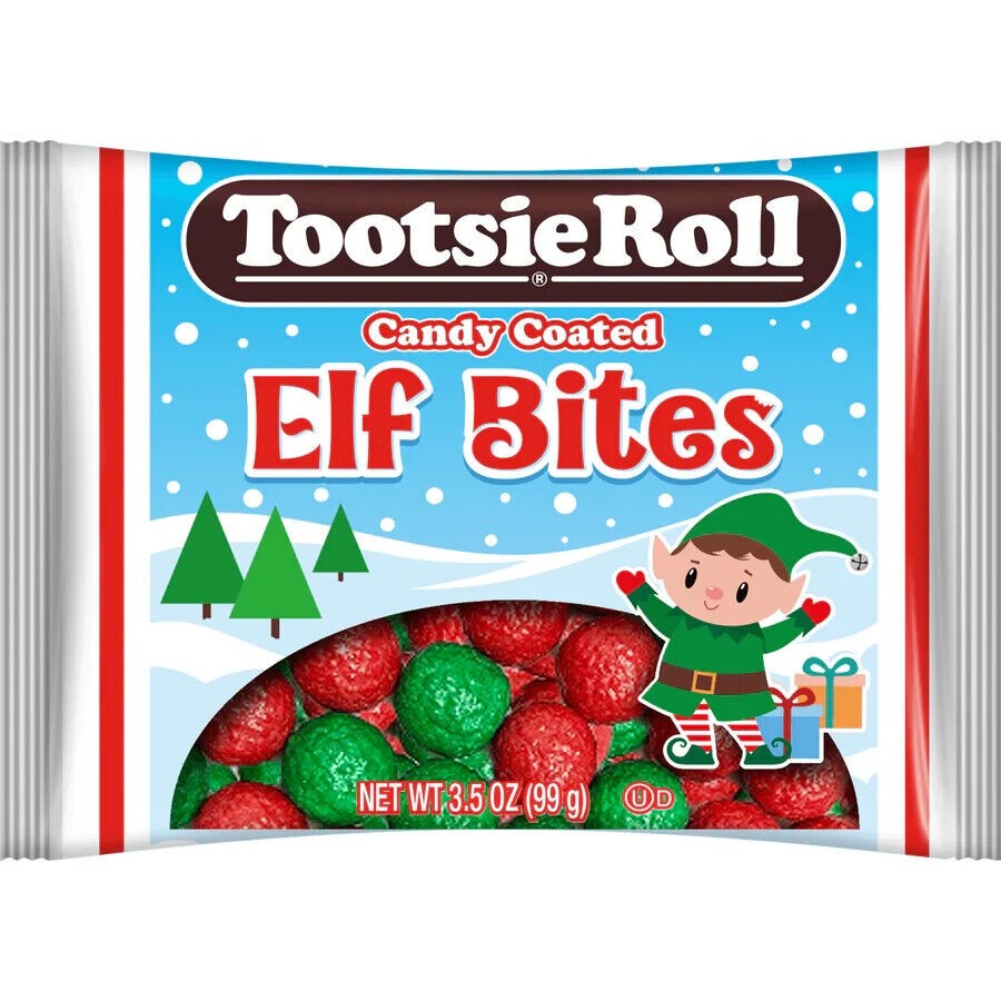 Tootsie Roll ELF BITES 3.5 Oz. Candy Coated Like Green & Red Snowballs * FRESH *