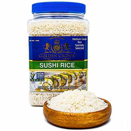 Golden Crown Sushi Rice Premium Quality Rice | Non-GMO Gluten-Free 100% Authentic Naturally Fragrant Sweet Flavorful | Medium Grain Rice for Vegetaria