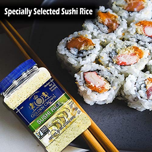 Golden Crown Sushi Rice Premium Quality Rice | Non-GMO Gluten-Free 100% Authentic Naturally Fragrant Sweet Flavorful | Medium Grain Rice for Vegetaria thumbnail