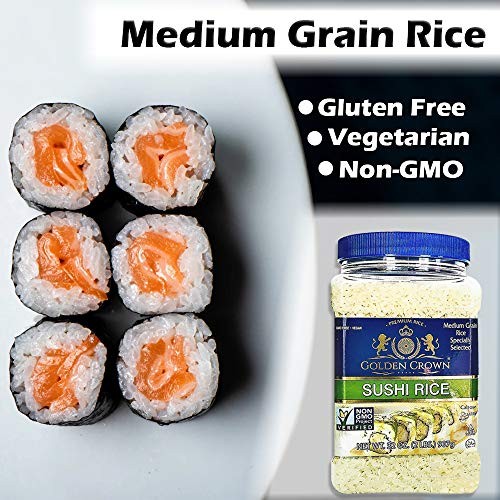 Golden Crown Sushi Rice Premium Quality Rice | Non-GMO Gluten-Free 100% Authentic Naturally Fragrant Sweet Flavorful | Medium Grain Rice for Vegetaria thumbnail