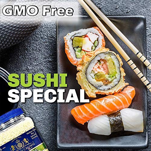 Golden Crown Sushi Rice Premium Quality Rice | Non-GMO Gluten-Free 100% Authentic Naturally Fragrant Sweet Flavorful | Medium Grain Rice for Vegetaria thumbnail