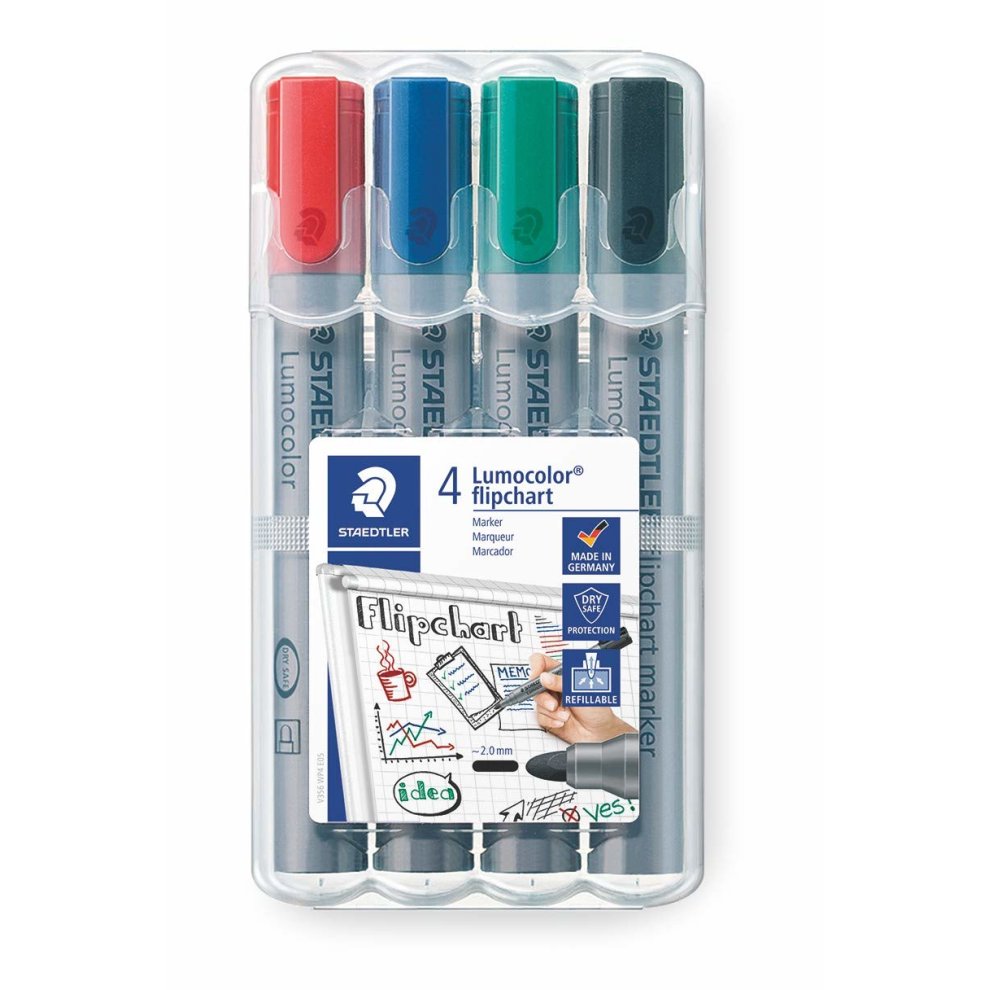 Staedtler Lumocolor WP4 356 B Flip Chart Marker Refillable in Staedtler Box with 4 Colours Case thumbnail