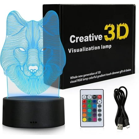 YSITIAN 3D Illusion Night Light for Kids 3D LED Lamps Touch & Remote Control 3D Illusion Night Light 16 Colors + 7 Colors Changing Boys Room Decor Chi