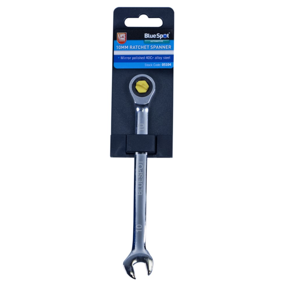 Bluespot 10mm Chrome Vanadium Ratchet Spanner -  Ratchet Spanner 10mm Combination Head Metric 05104 Blue Spot Professional Ratcheting Ring Tool