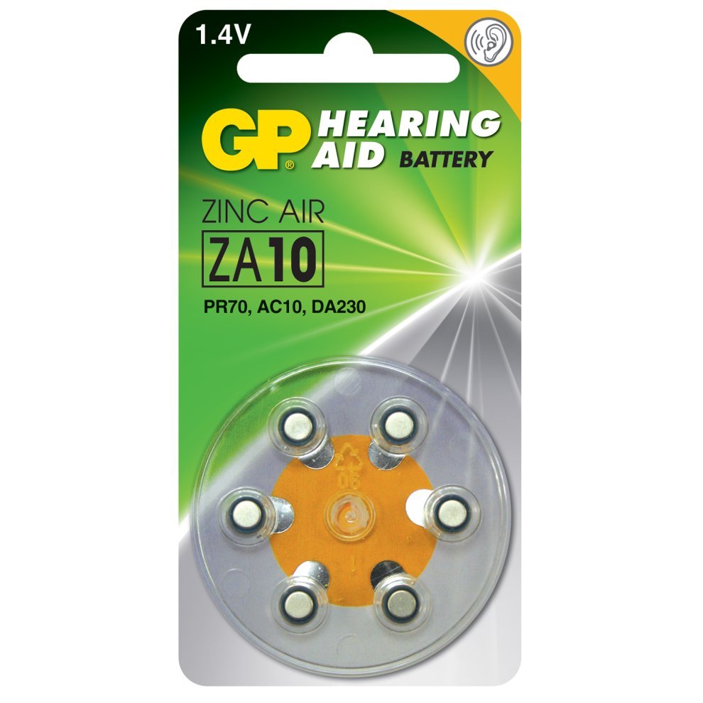 12pc GP 1.4V Zinc Air Size 10/PR70/AC10/DA230 Single Use Battery F/Hearing Aids