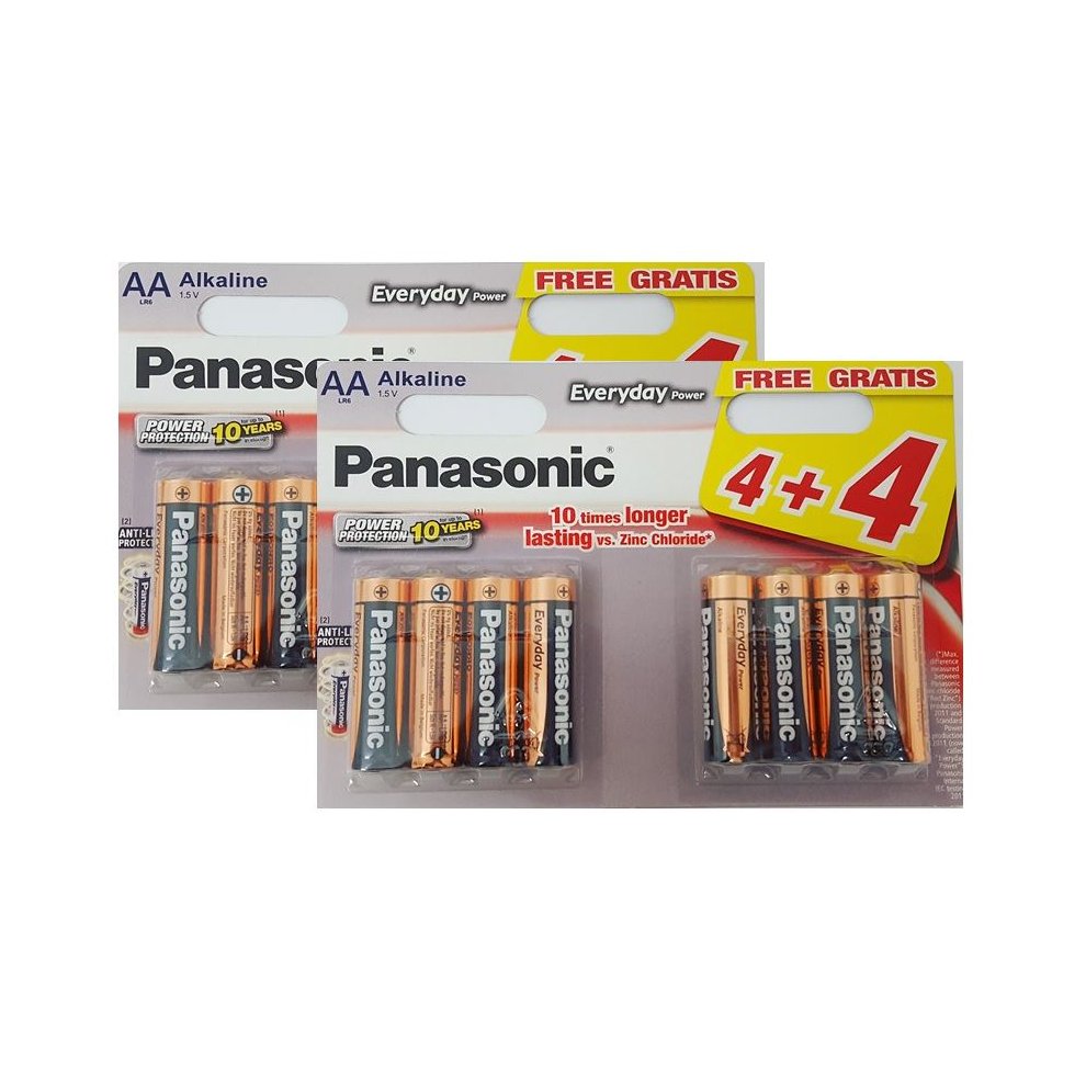 16 X Panasonic AA Batteries Everyday Power Silver Alkaline LR6