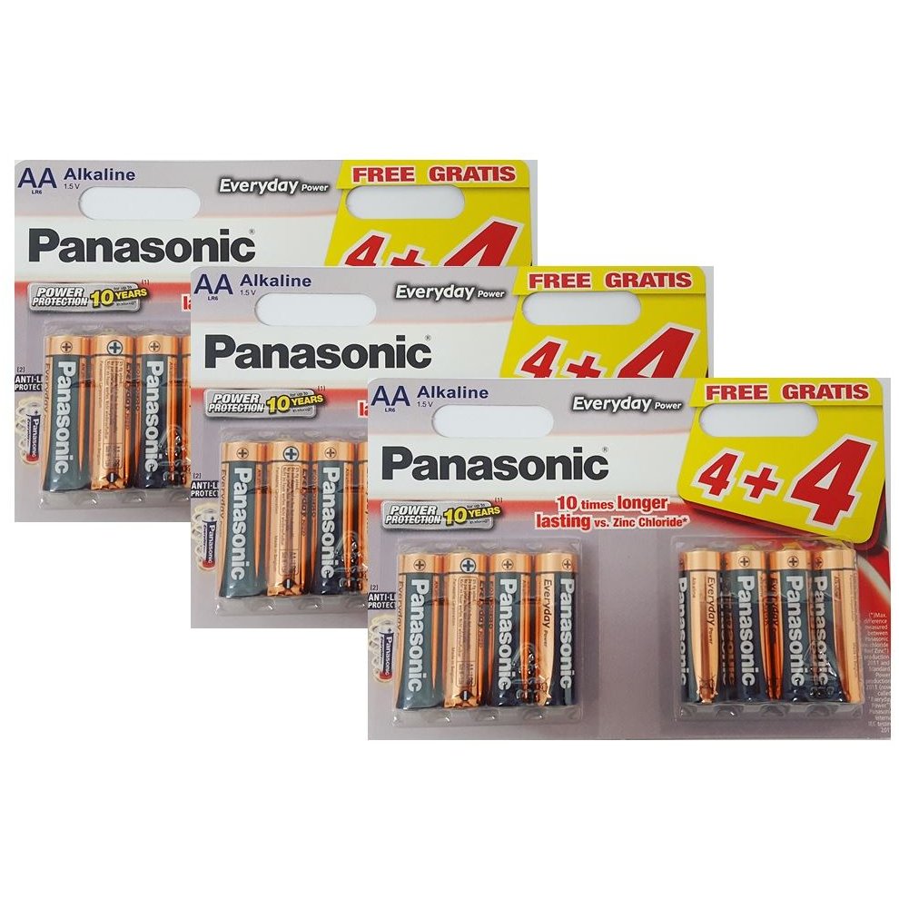 24 X Panasonic AA Batteries Everyday Power Silver Alkaline LR6
