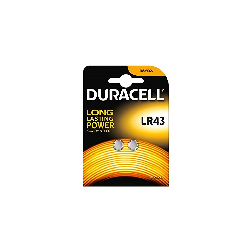 Two (2) X Duracell 186 AG12 LR43 L1142 Alkaline Battery 1.5v Blister Packed
