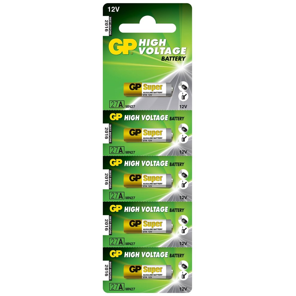 GP Batteries GP27A-C5 High Voltage Super Alkaline Battery (Strip of Five)