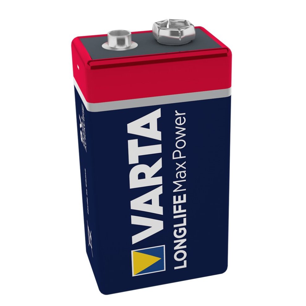 Varta Longlife Max Power 9V Alkaline Battery 6LR61 - Pack of 1 - Packaging May Vary