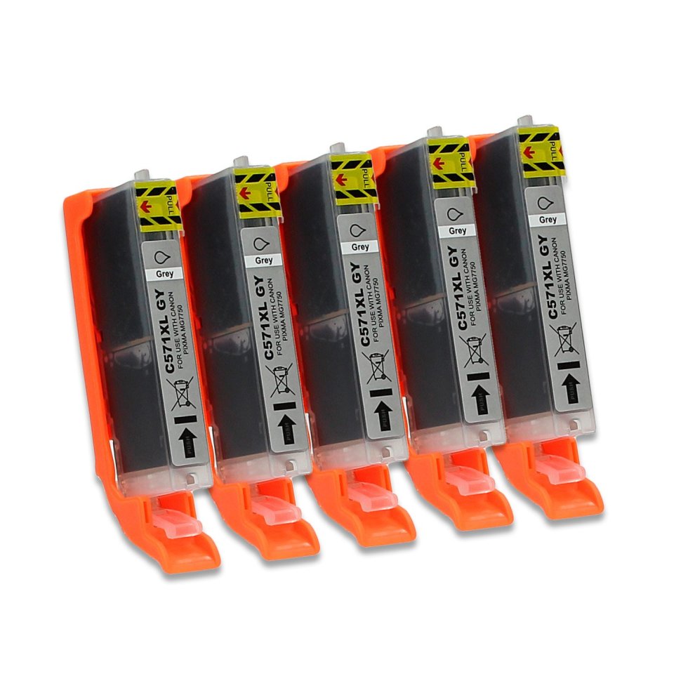 5 Ink Cartridges Compatible with Canon CLI-571 (Grey) for Canon Pixma MG-7750 MG-7751 MG-7752 MG-7753 TS-8050 TS-8051 TS-8052 TS-8053 TS-9050 TS-9055