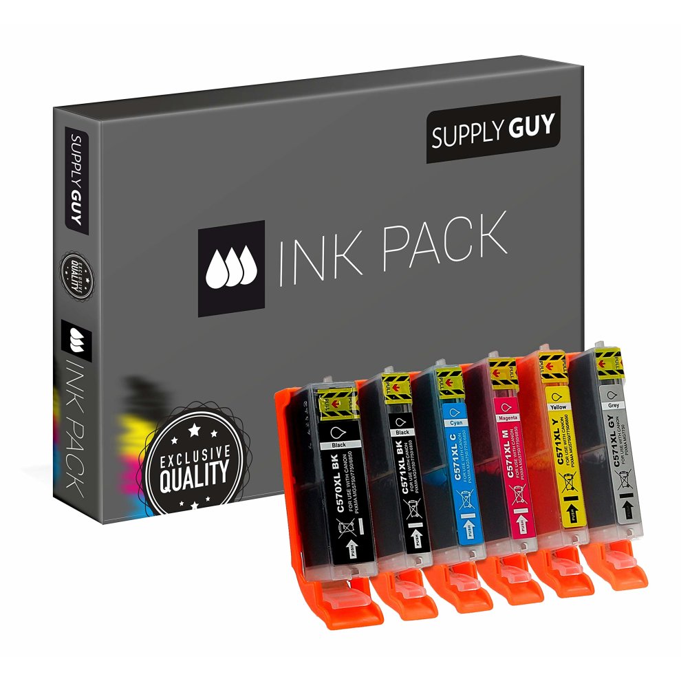 6 Ink Cartridges Compatible with Canon PGI-570 / CLI-571 for Canon Pixma MG-7750 MG-7751 MG-7752 MG-7753 TS-8050 TS-8051 TS-8052 TS-8053 TS-9050...