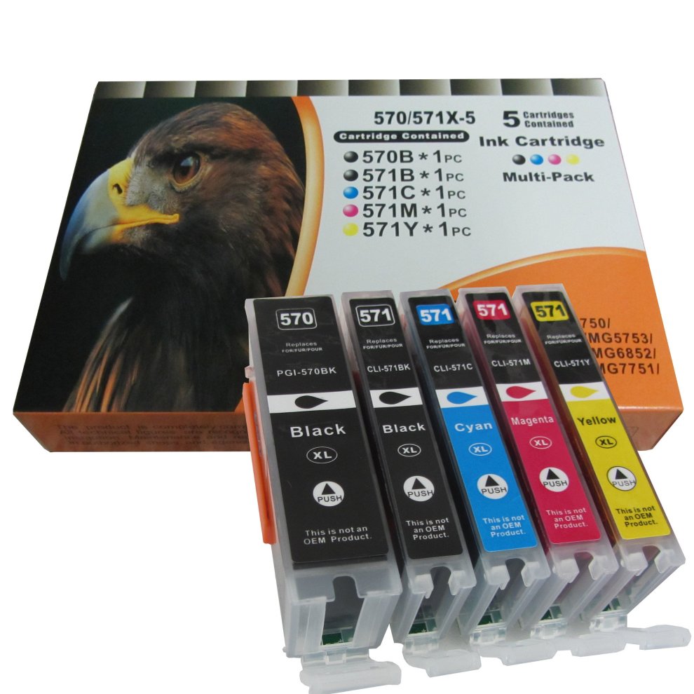 ESMOnline 5 Compatible XL Printer Ink Cartridges for Canon Pixma MG 5700 5750 5751 5752 5753 6800 6850 6851 6852 6853 7700 7750 7751 7752 7753 1 X...
